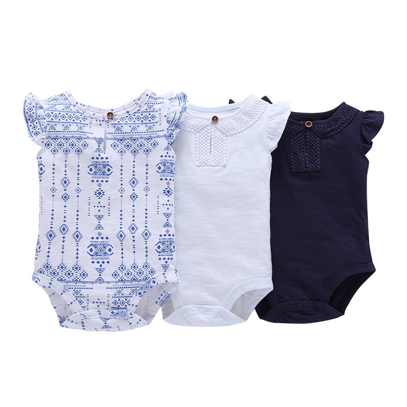 3 Món Bộ Đồ Body Không Tay Cho Bé Trai Bé Gái 0-24 Tháng,Bodysuit Liền Thân Mùa Hè Áo Liền Quần Cho Bé trẻ em Sơ Sinh