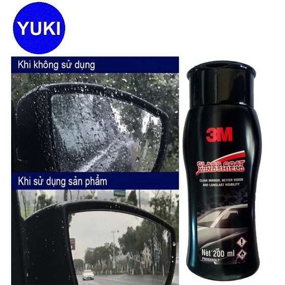 Dung dịch chống bám nước trên kính xe 3M Glass Coat Windshield 200ml YUKI MISE Phân Phối Chính Hãng💯