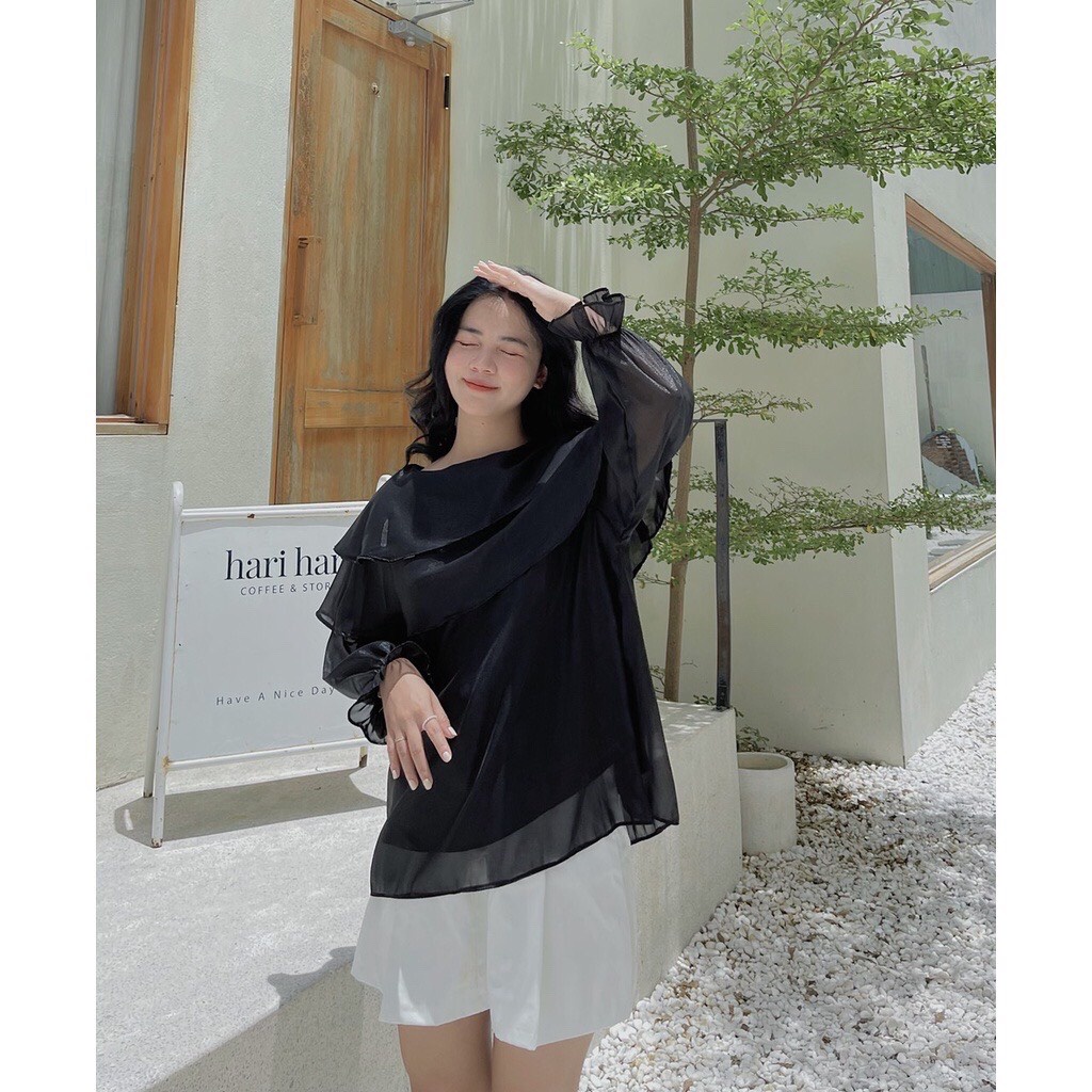 Áo voan tơ 2 tầng form suông cao cấp bigsize  HN340922