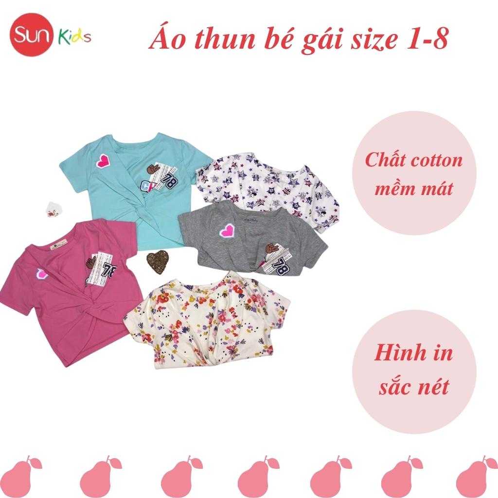 Áo thun cho bé gái, áo phông bé gái chất cotton mềm mát, size 1 - 8 tuổi - SUNKIDS