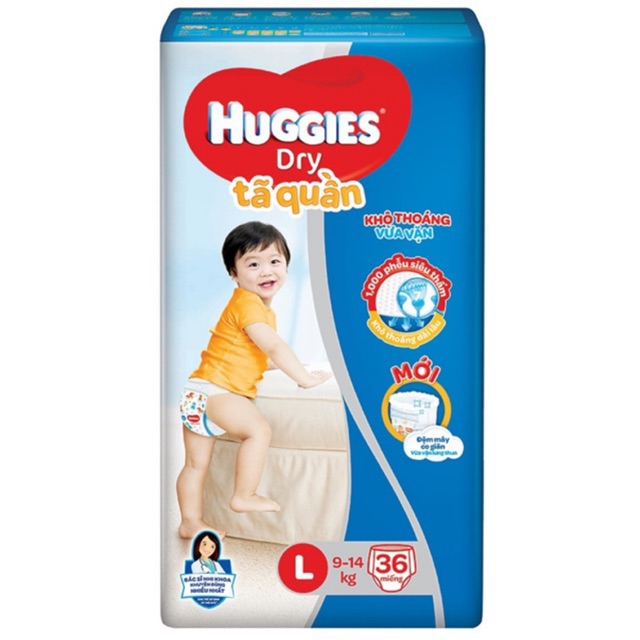 Tã quần Huggies Dry size L - 36 Miếng