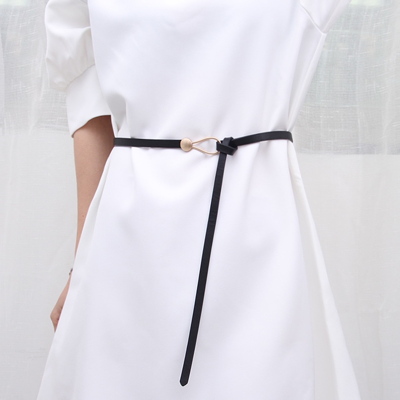 Thắt Lưng Da Bản Nhỏ Khóa Kim Loại Phong Cách Boho Cổ Điển Cho Nữ