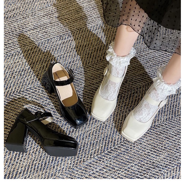 ( SẴN LẺ SIZE - IB SHOP TRƯỚC  B12 _ Giày lolita cao gót mũi vuông kiểu dáng trẻ trung , năng động