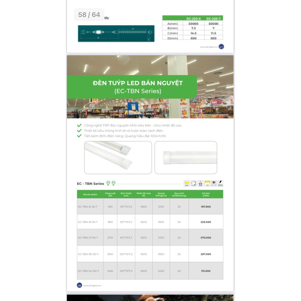 Đèn tuýp led Bán Nguyệt EC-TBN Kingeco  , bảo hành 24 tháng.