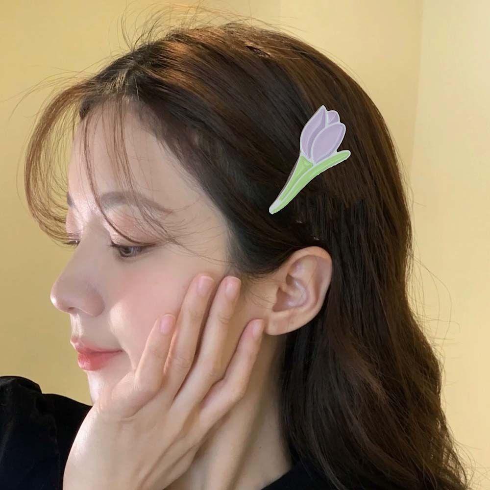 Kẹp Tóc Hoa Tulip Màu Tím Thời Trang Cho Nữ