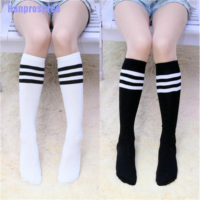 Vớ cotton cổ cao phối 3 sọc ngang thời trang cho nữ