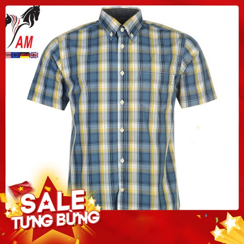 -Hàng nhập khẩu Áo Sơ Mi Nam Ngắn Tay PIERRE Cardin Short Sleeve Cham Shirt Mens (Blue/vàng- Size EU - Xách tay UK) Liê