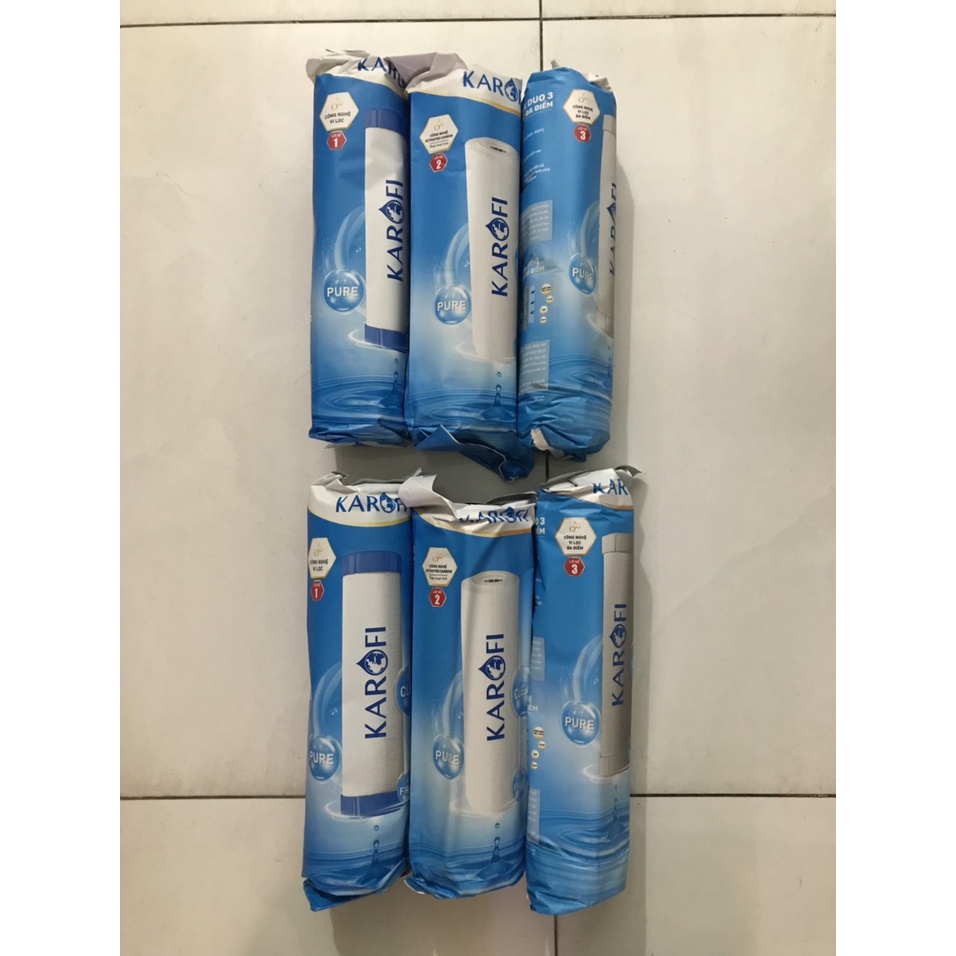 2 Bộ Lõi 123 KAROFI  - Hàng chính hãng ,dùng cho máy lọc nước RO gia đình