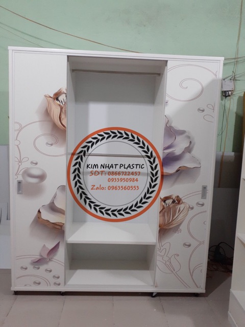 Tủ quần áo nhựa Đài Loan cửa lùa in 3D freeship tphcm
