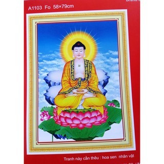 Tranh thêu chữ thập Dược sư lưu ly vương quang phật (chưa thêu) A1103
