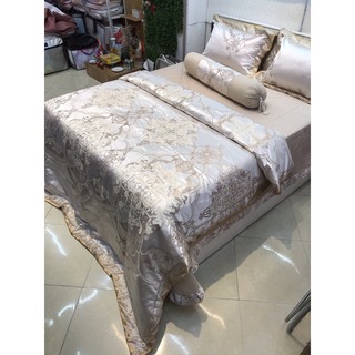 Bộ Chăn Ga Gấm Lụa 5 Món (Kèm ruột chăn mỏng)