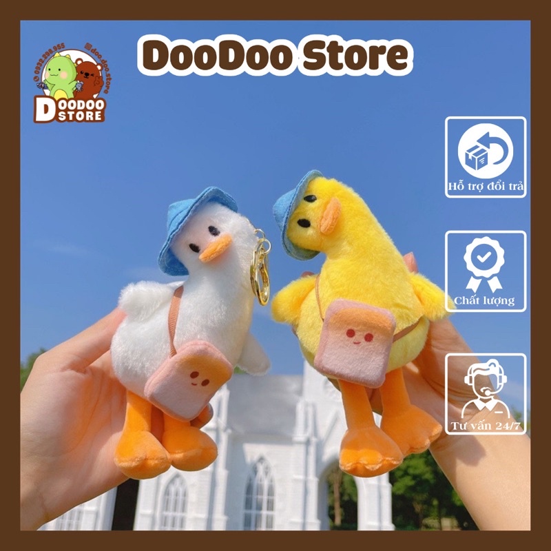 Móc Khoá Con Vịt nghiêng đầu hài hước A53, Móc Chìa Khóa Balo/ Túi Vịt Đội Mũ Nghiêng đầu