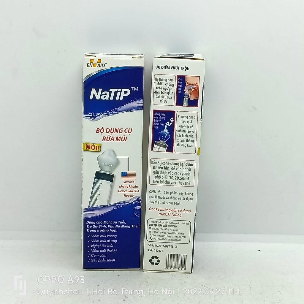 Dụng cụ rửa mũi Natip bao gồm bơm và đầu silicon