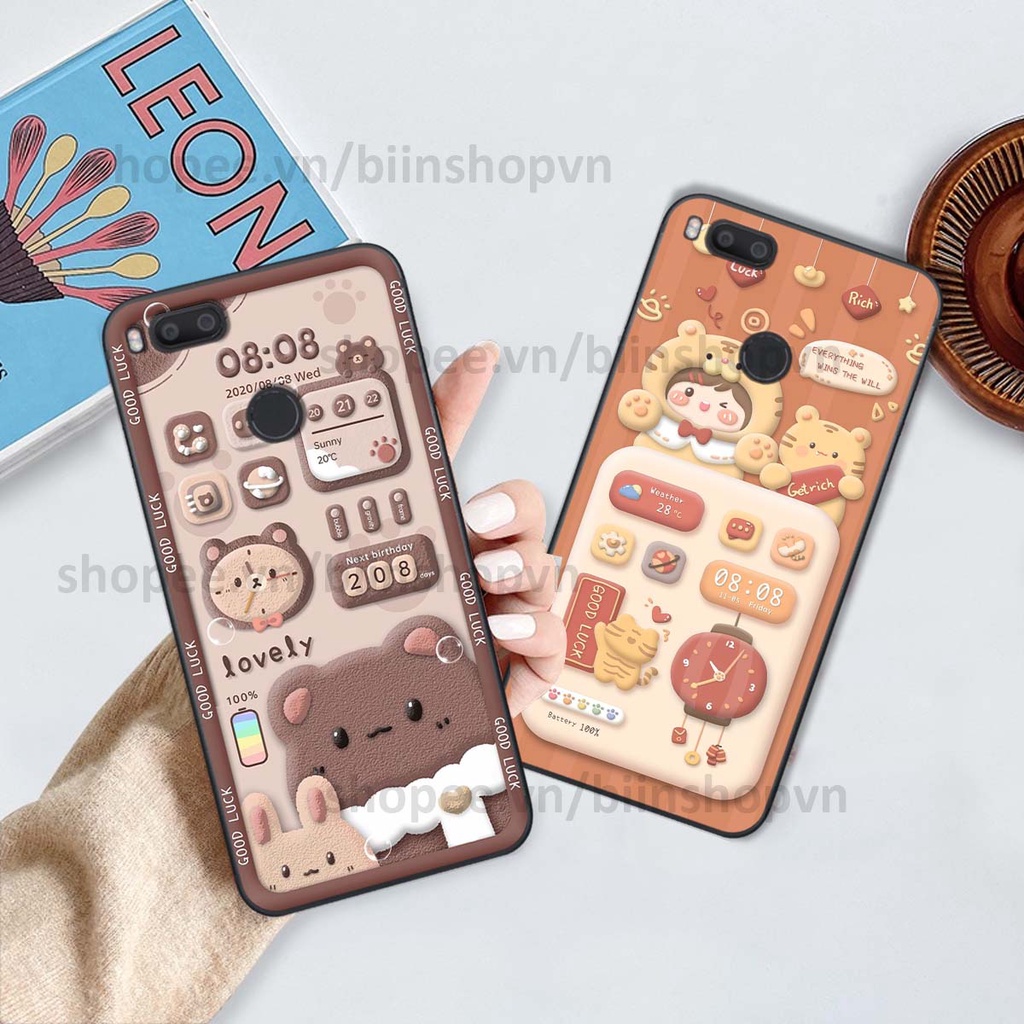 Ốp Xiaomi Mi A1 in 3D icon gấu nổi siêu xinh, siêu đáng yêu, cá tính phong cách