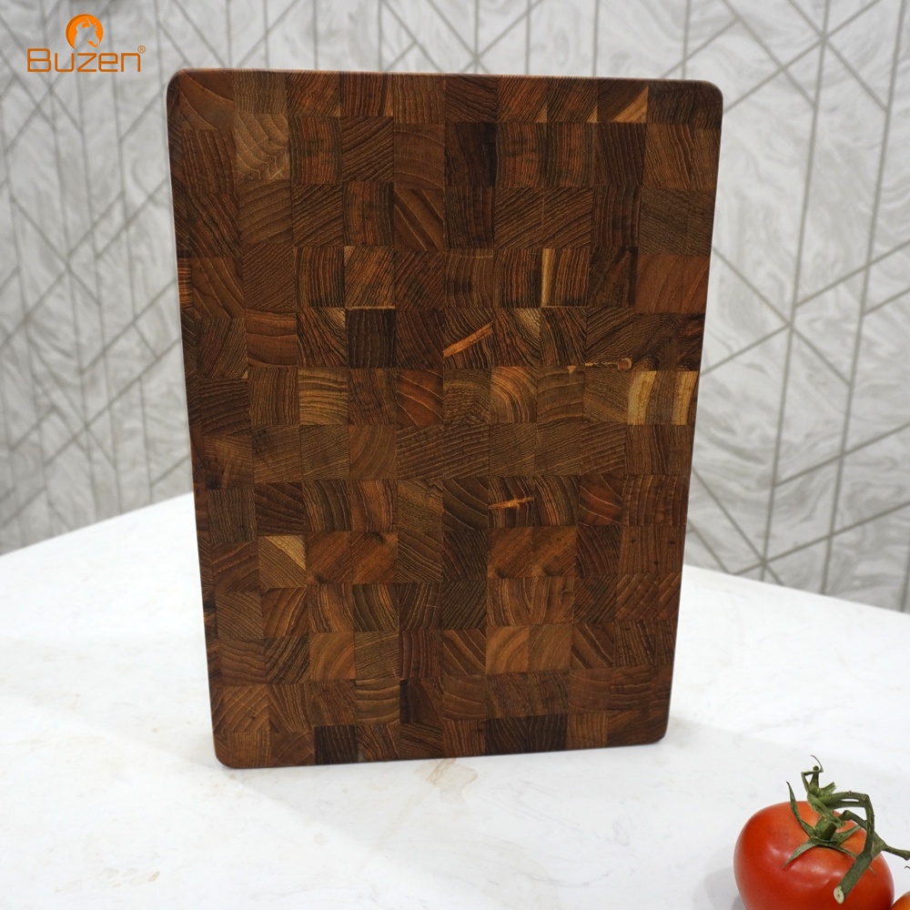 Thớt Gỗ Teak BUZEN Chữ Nhật Cỡ Trung 35x25x3.8cm - Thớt Gỗ Teak Cứng Không Sợ Mùn Không Mối Mọt Cong Vênh