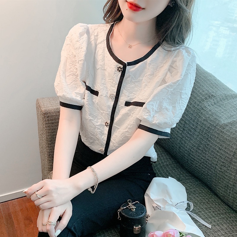 NR6338 Áo chiffon nữ hè ngắn tay hàng nhập
