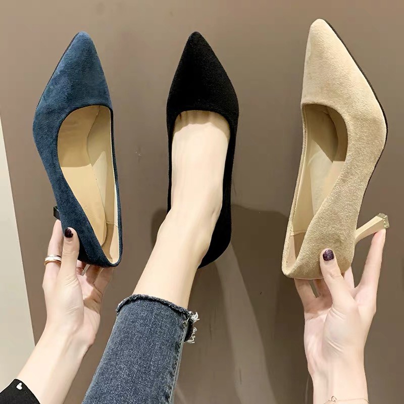 [ ODER ] Giày cao gót da lộn BIGSIZE   (33-43)