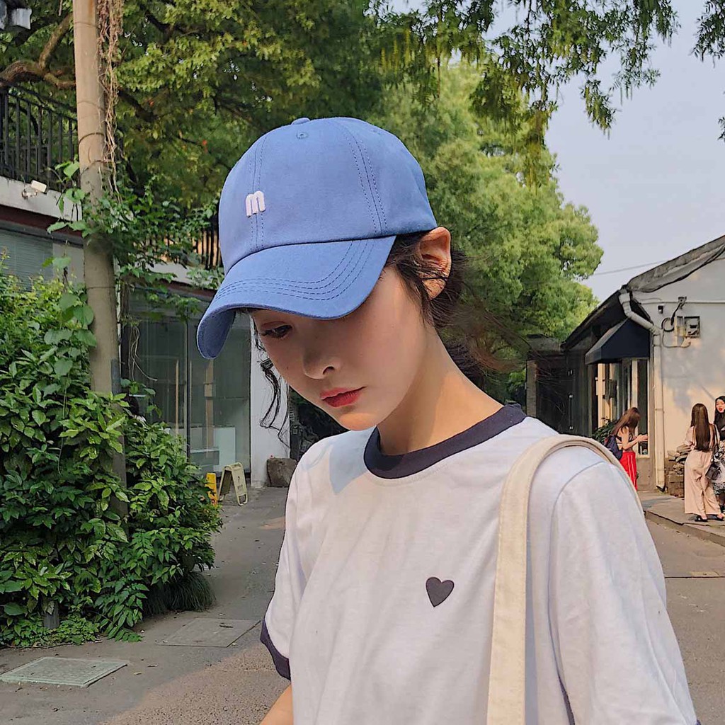 Mũ Lưỡi Trai Vải Cotton Mềm Mại In Chữ M Phong Cách Hàn Quốc Thời Trang Mùa Hè Cho Học Sinh