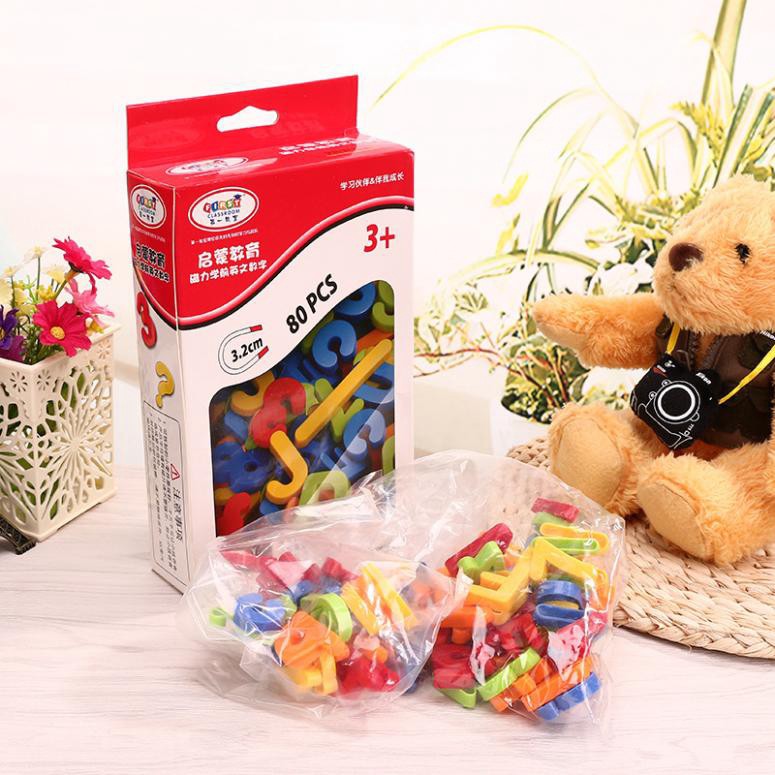 Bộ 80 Chữ Cái Và Số Có Nam Châm dính bảng từ, tủ lạnh Cho Bé Học Hỏi