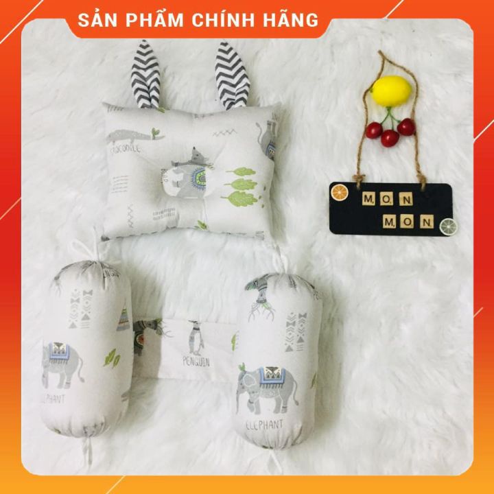 Gối chặn bông + gối nằm MONMON cho bé