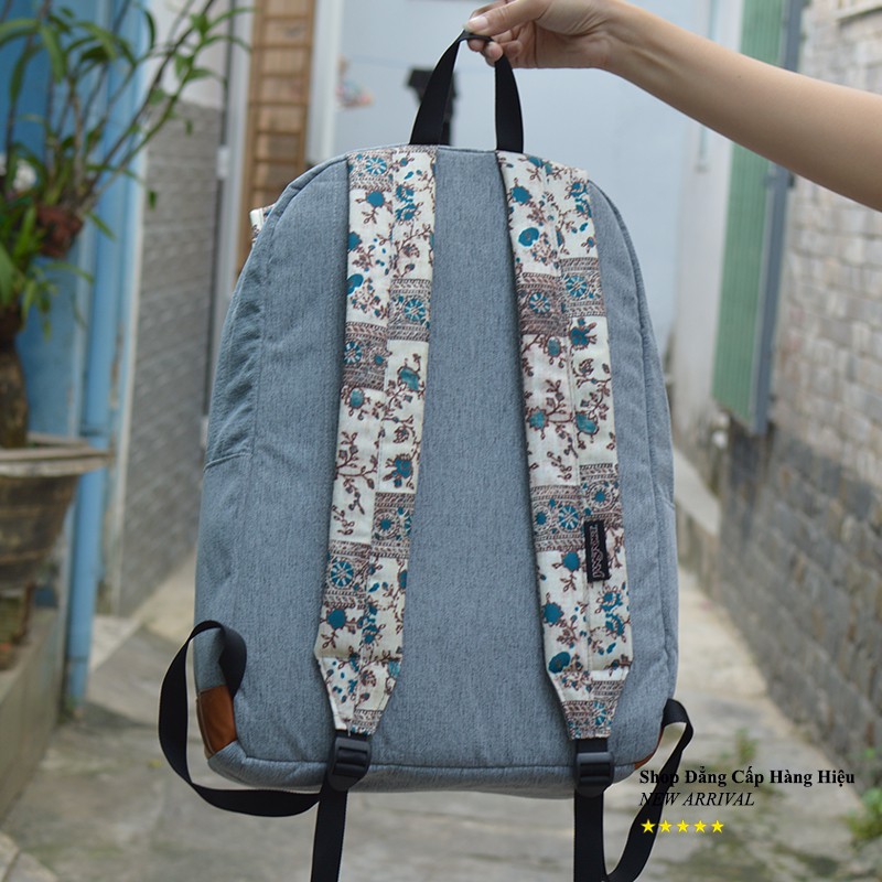 Balo JANSPORT LAPTOP màu xám họa tiết hoa