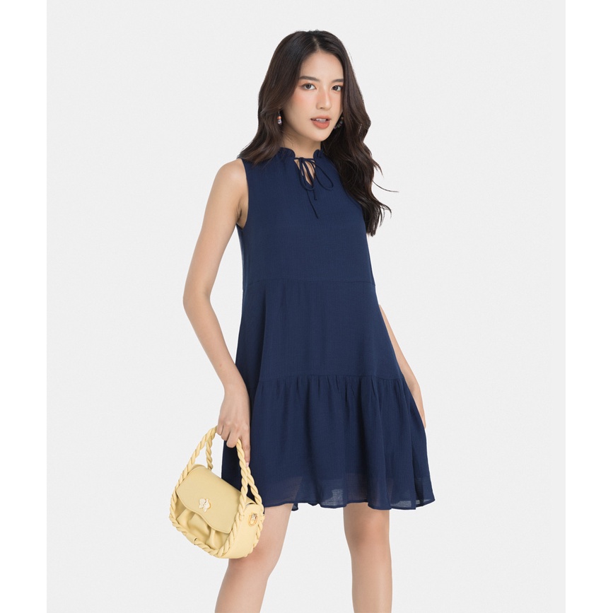 Đầm nữ thời trang HNOSS dáng suông rút nhún 2 tầng HNDLU043