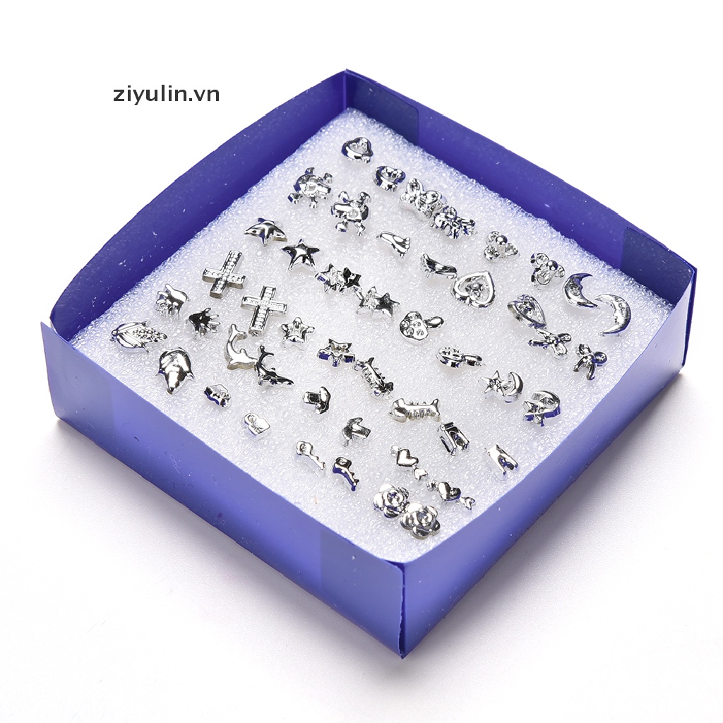 Set 24 Đôi Khuyên Tai Nhựa Mạ Bạc Thời Trang