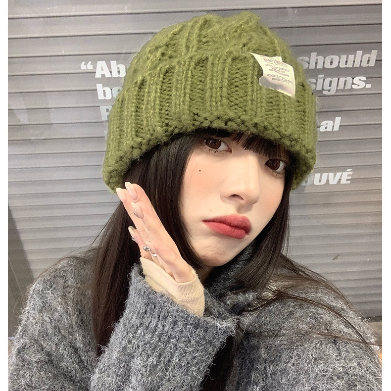Mũ len rộng vành màu xanh lá phong cách Hàn Quốc thời trang thu đông cho nữ