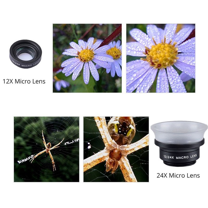 Bộ Lens Chụp Ảnh Điện Thoại 2 Trong 1 12x Macro + 24x Super Macro Cho Điện Thoại