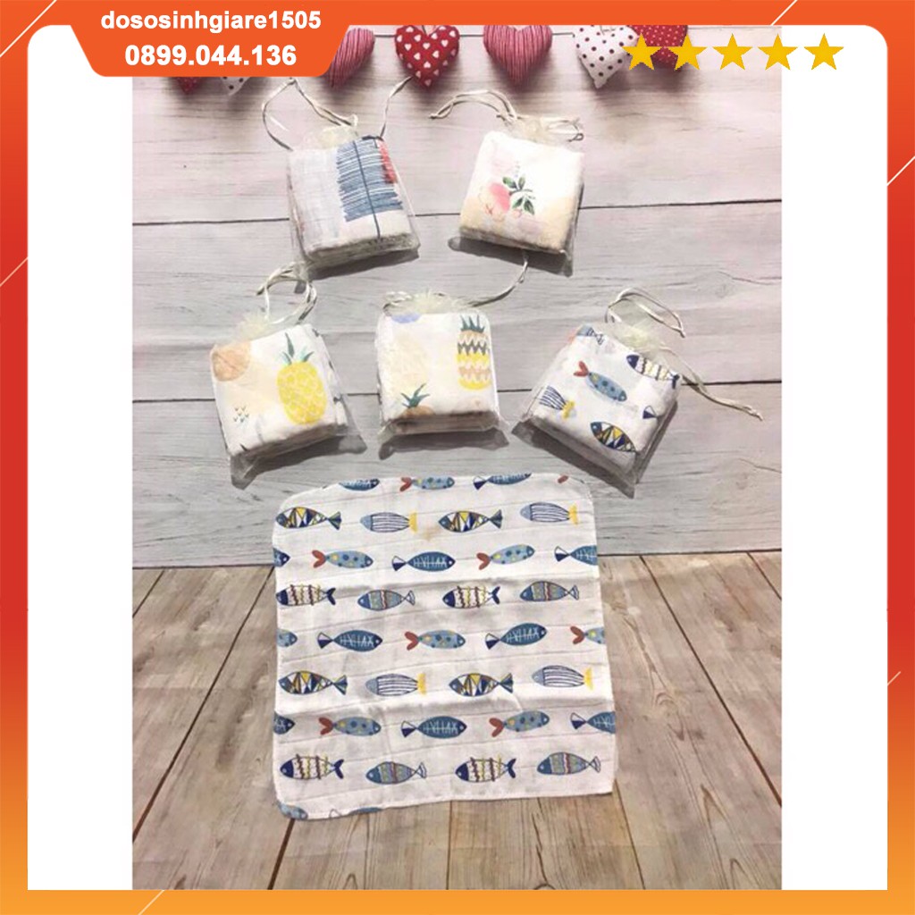 Túi 10 khăn sữa aden cotton cho bé sơ sinh