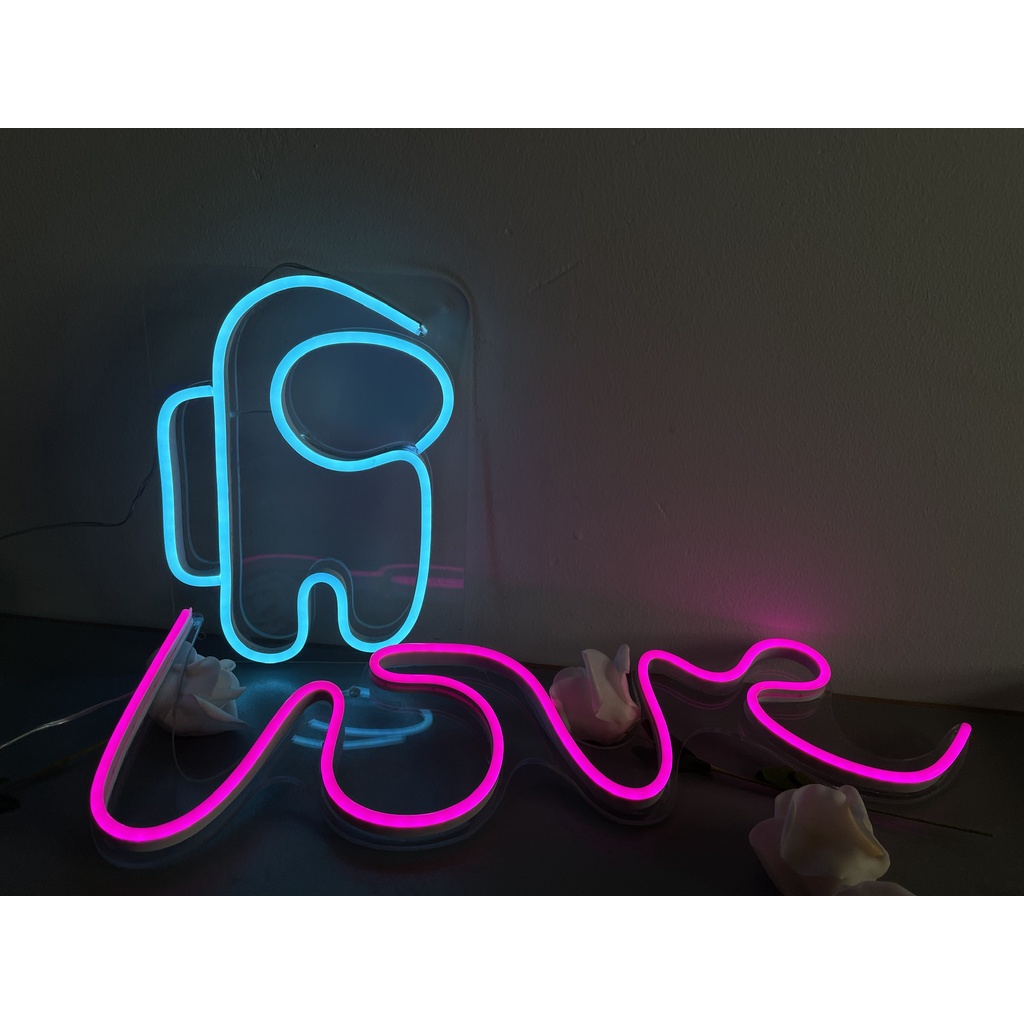 Đèn LED neon hình chữ LOVE quà tặng người yêu trang trí phòng ngủ dán tường