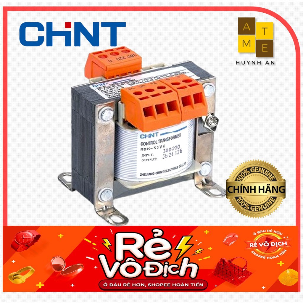 Biến áp cách ly 1 pha NDK công suất 25-50-100-150VA, Đầu vào 220/380/415V - Đầu ra 24/36/48/110/220V, Hãng Chint