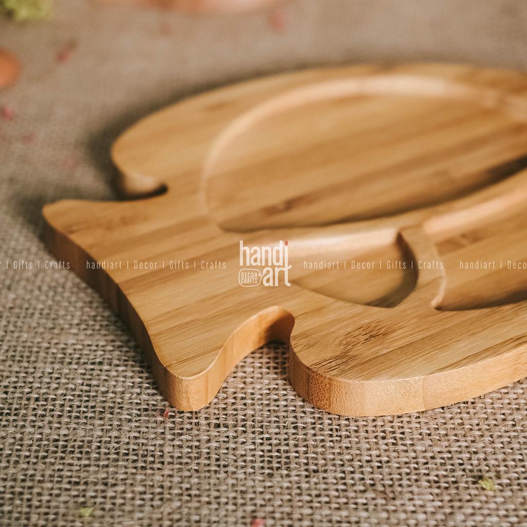 Khay gỗ tre con cá - Khay gỗ tre ăn dặm - bamboo wooden tray