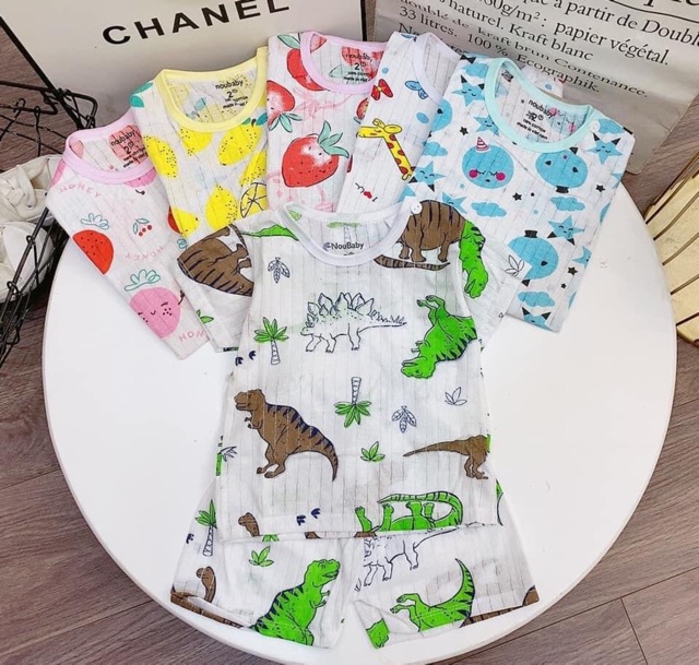 Bộ quần áo trẻ em cotton giấy Noubaby cho bé từ 3-16kg