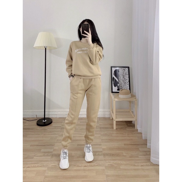 Bộ Nỉ Bông Nữ Hottrend 2021 - Vải nỉ cao cấp không xù - 3 màu thời trang