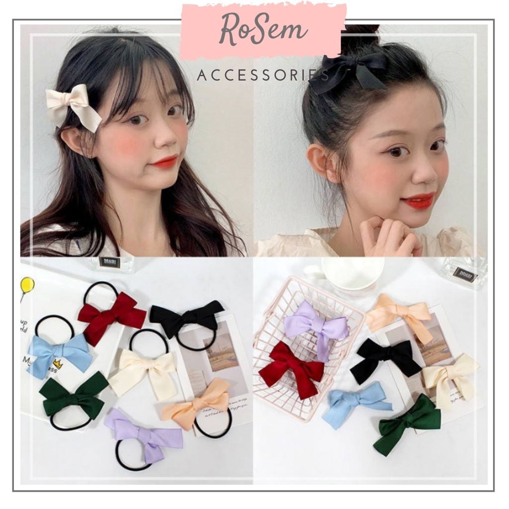 Kẹp tóc nơ satin Hàn Quốc thích hợp kẹp mái, kẹp nửa đầu Bản Đẹp