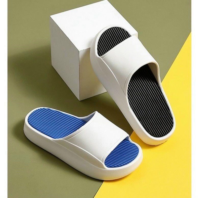 Dép bánh mì SUDI SHOES LE020-AGI xanh đen xanh trắng đen trắng siêu êm hot trend 2 màu trắng đen