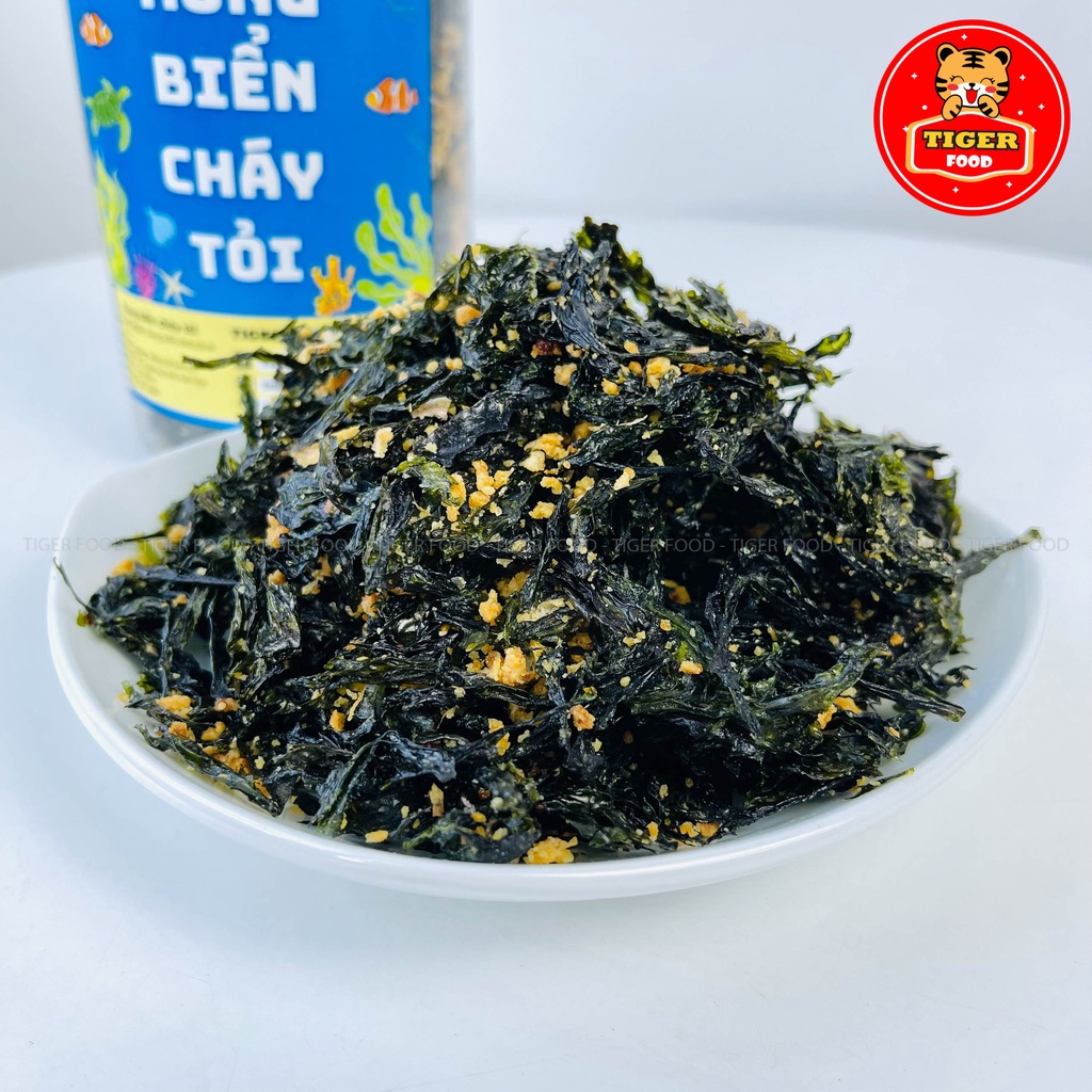 Rong biển cháy tỏi TIGER FOOD Hộp 180g rong biển cháy tỏi ăn liền Siêu Giòn -Siêu Ngon - đồ ăn vặt Sài Gòn