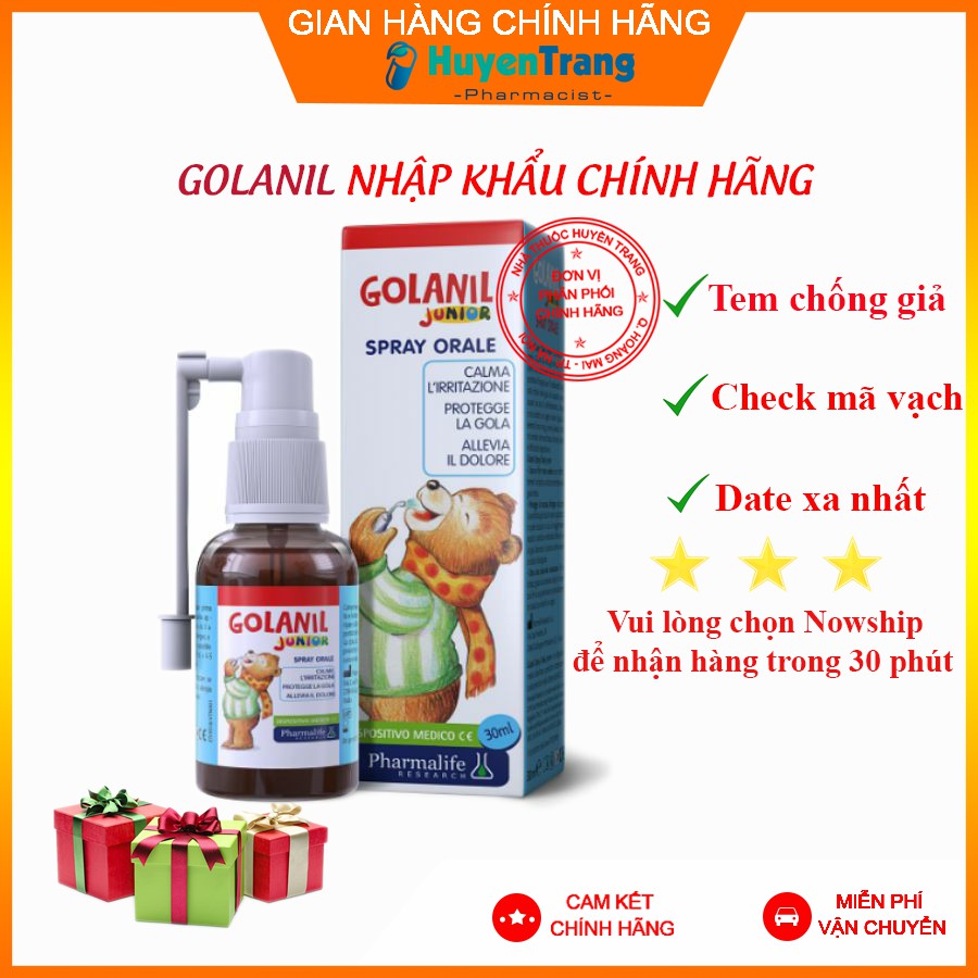 Golanil Junior - Giảm ho, giảm viêm, giảm đau rát họng, tăng sức đề kháng đường hô hấp cho Bé