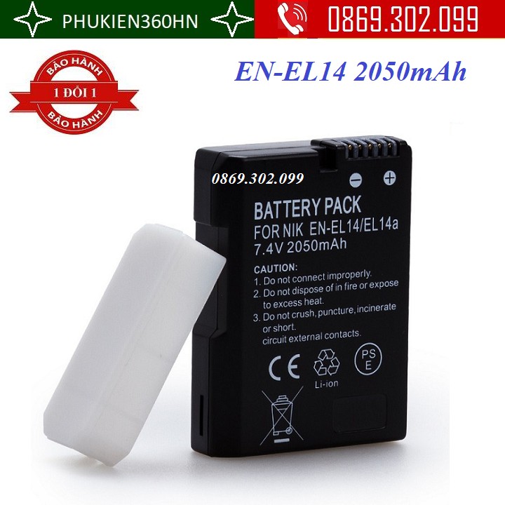 Pin máy ảnh EN-EL14 2050mAh cho Nikon