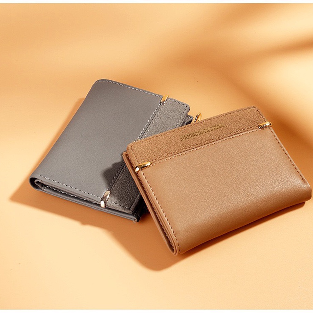 Ví nữ đựng tiền nhiều ngăn 575  khóa bấm chất da retro phong cách thanh lịch