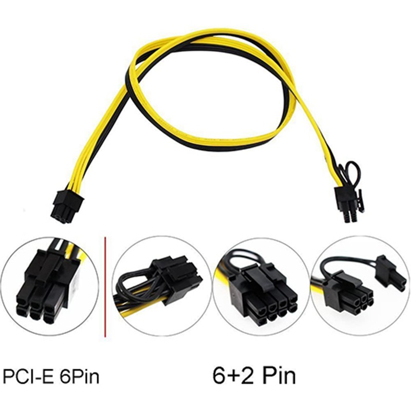 6 Pcs 6 Pin Pci-E To 8 Pin Power Cable 50cm For Server Card Server