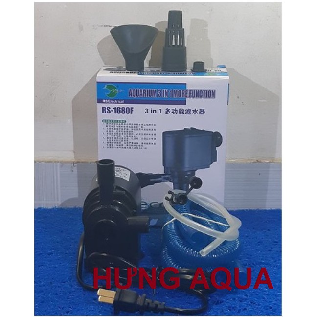 Bơm nước bể cá RS 1680F 25W - bơm bể cá cảnh - máy bơm nước cho hồ cá cảnh 3 trong 1, đẩy cao 1.3m