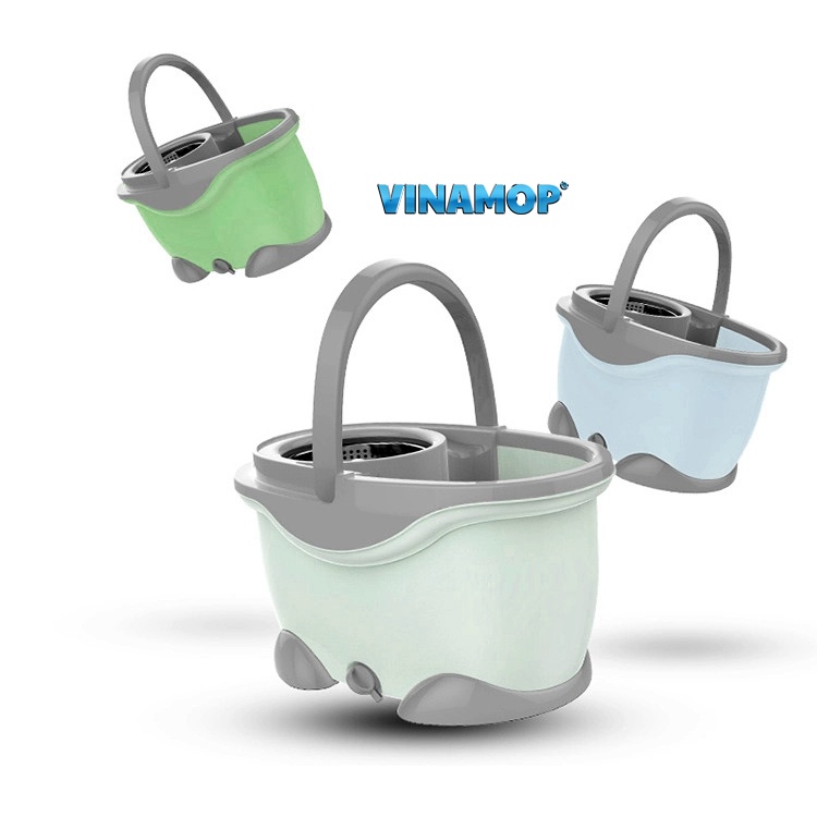 BỘ LAU NHÀ 360 VINAMOP MTC-01 - Lồng inox cao cấp, Xoay 360 độ dễ lau chùi tiện lợi Xô lớn chứa nhiều nước hơn