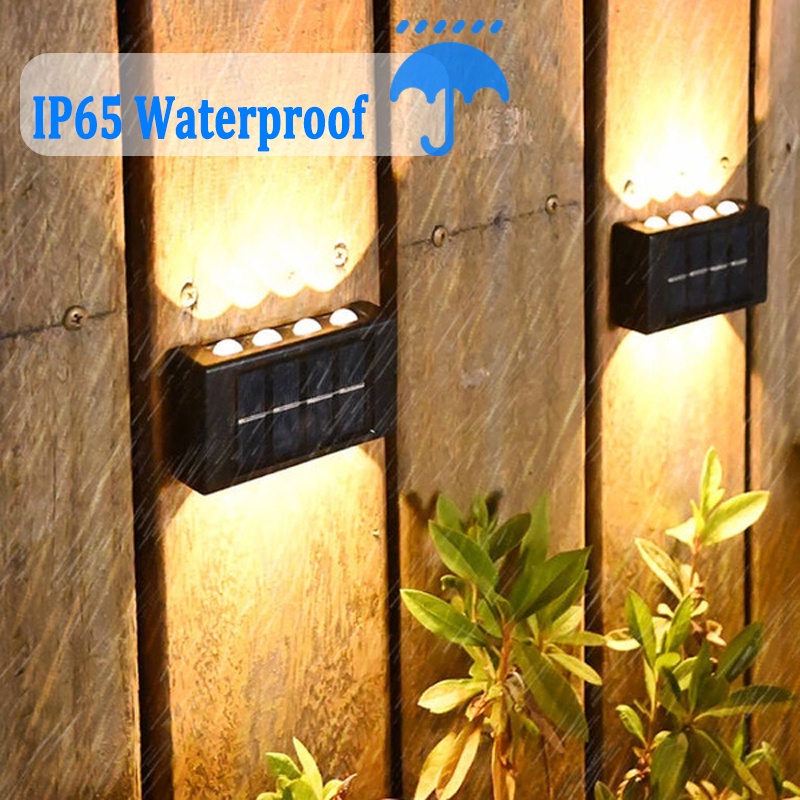 Đèn Led 8 Bóng Gắn Tường Năng Lượng Mặt Trời Chống Thấm Nước Trang Trí Hàng Rào Sân Vườn