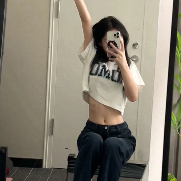 Áo thun ZHELIHANGFEI tay ngắn in chữ thời trang trẻ trung