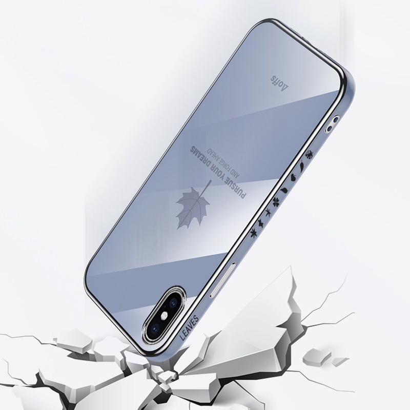 Ốp điện thoại dẻo Koosuk in họa tiết lá phong ở giữa và cạnh bên cho iPhone 6 7 8 Plus 6s X XR XS Max