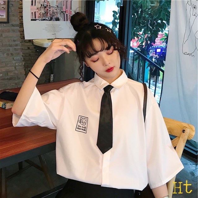 Áo sơ mi mèo băng đầu Hình in logo H2G758