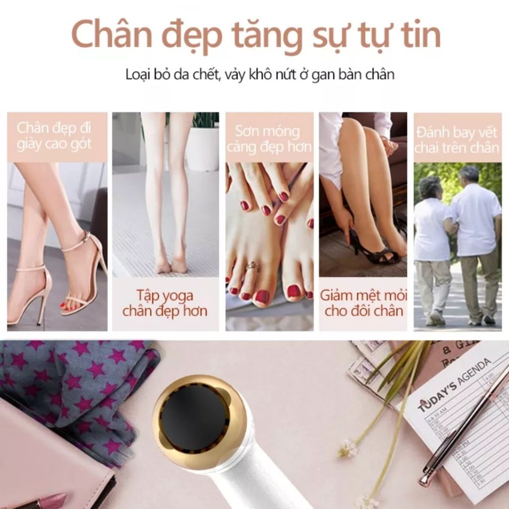 Máy chà gót chân cao cấp YB29 , dụng cụ chà gót chân và tẩy da chết sạc pin kiêm massage chân tự động - BH 12tháng