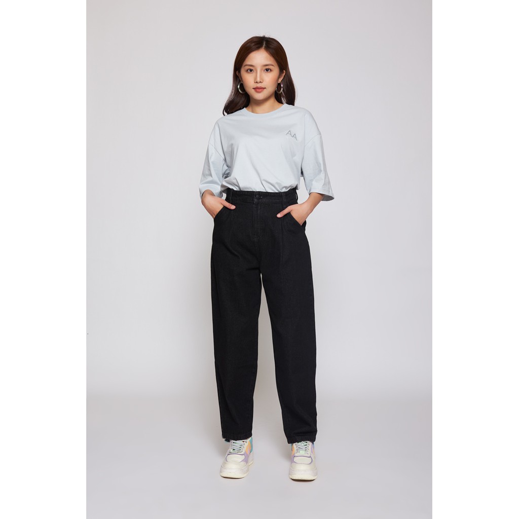 Quần Jeans Nữ BOO Dáng Slouchy Thêu Họa Tiết Lửa